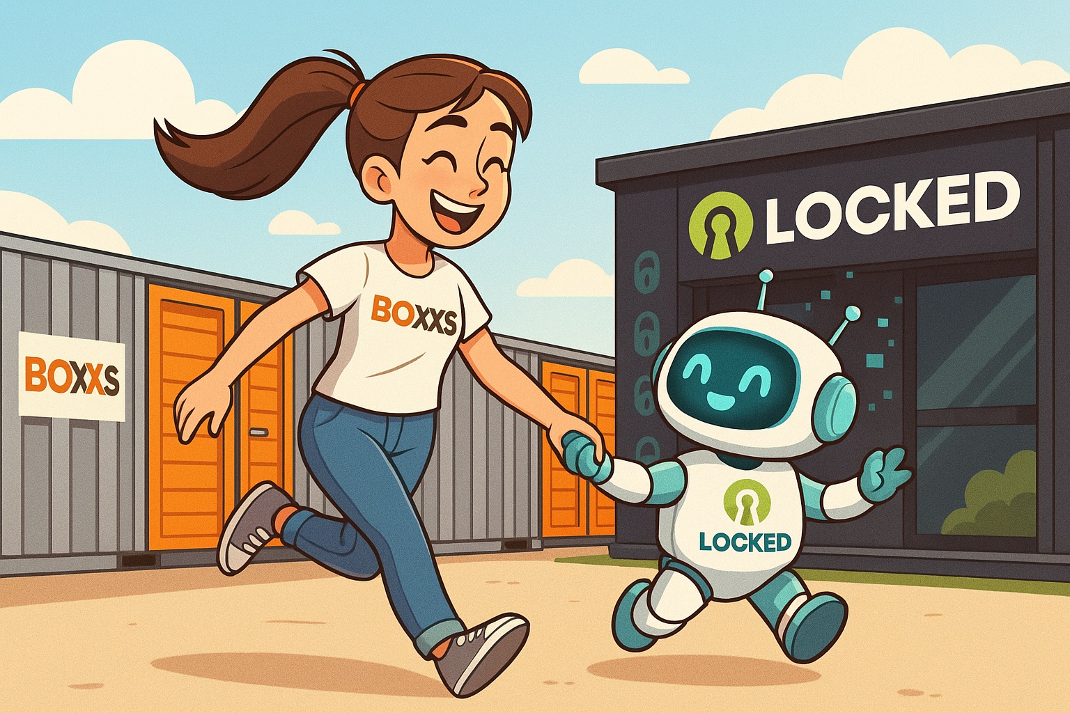 Boxxs and Locked logos side by side as sister self storage brands