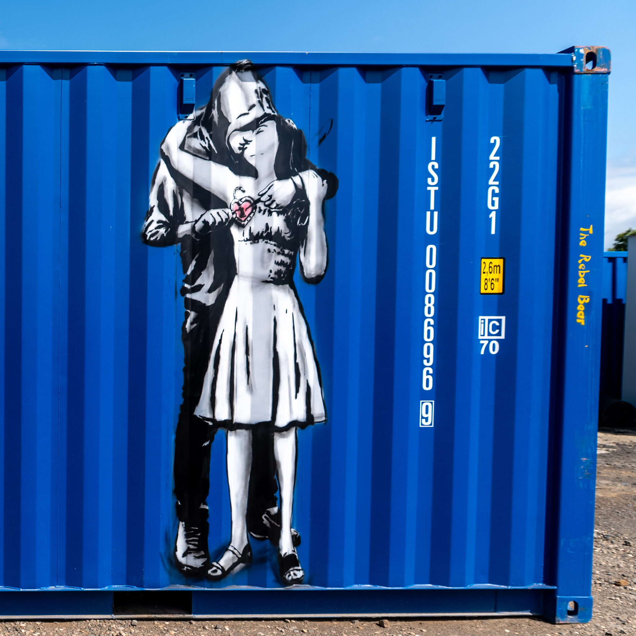 The Rebel Bear Lock Pick artwork at BOXXS Linlithgow - mural exploring mystery and human connection