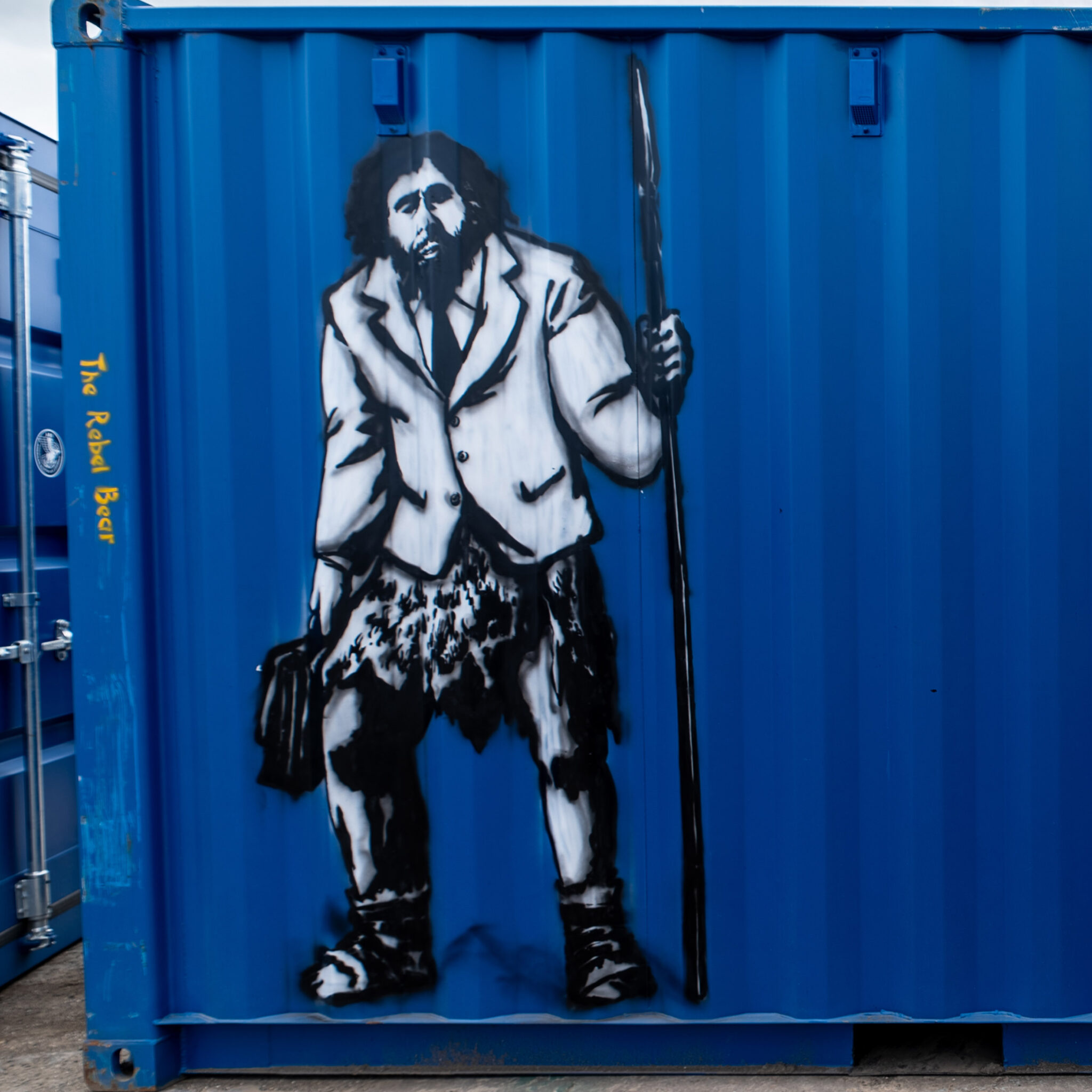 The Rebel Bear Work artwork at BOXXS Linlithgow – mural exploring modern life and our disconnect from nature